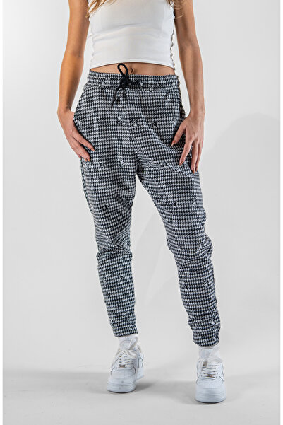 Superbluemexico Women's Jacquard Elasticated Jogger Pants