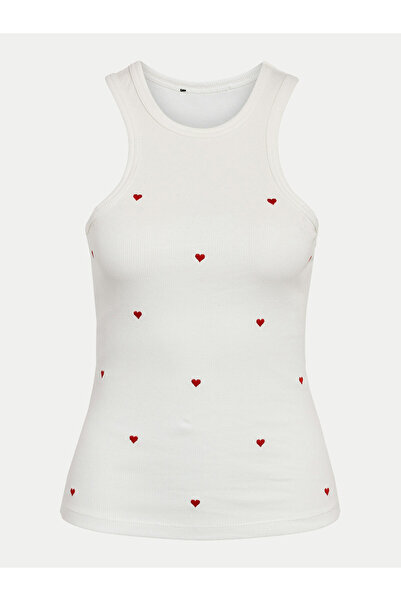 Noisy May Γυναικείο Μπλούζα Λευκό NOISY MAY-27033216 ΚΟΚΚΙΝΟ EMB ΚΑΡΔΙΕΣ ΦΩΤΕ...