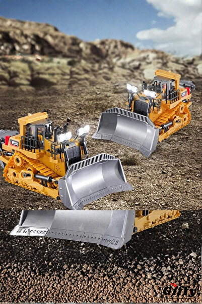 giffy Oyuncak 1/16 Ölçek Bulldozer 9 Kanal Uzaktan Kumandalı İş Makinası Metal Alaşım Gövdeli Buldozer