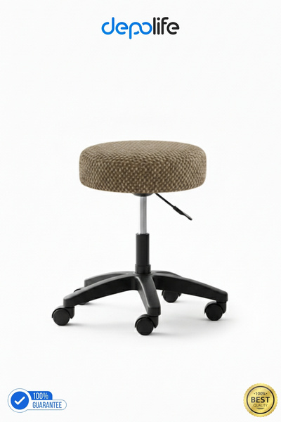 Depolife Tedy Yükseklik Ayarlı Ergonomik Ofis Kasiyer Sekreter Makyaj Tekerlekli Çalışma Taburesi