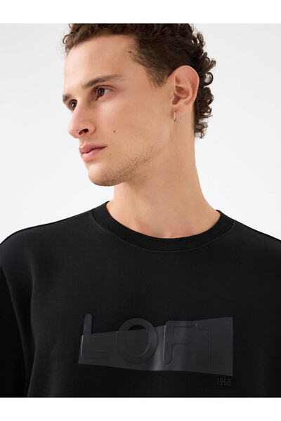 Loft Ανδρικό φούτερ με κανονική εφαρμογή σε μαύρο χρώμα Lf2041074