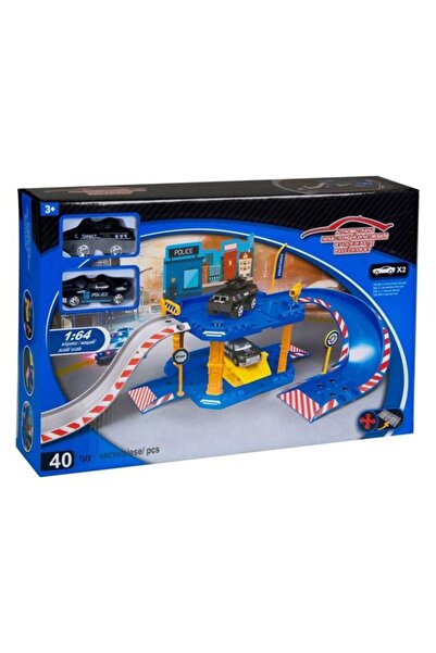 ANTBRO play set police station with garage 2 levels and 2 vehicles 55x24x19 cm