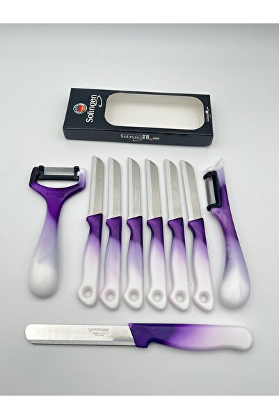 Solingen Ebruli 9 Parça, 6 Meyve Bıçağı, 2 Soyacak, 1 Micro Doğrama Mor