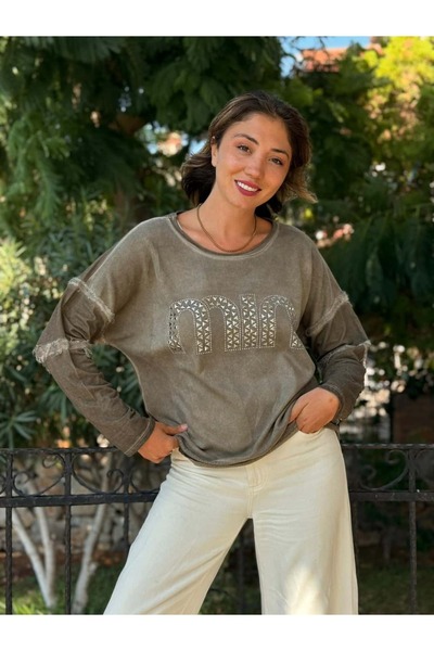 Punta Otantik Nc53659C Italian Min Stone Cotton Sweatshirt Mink