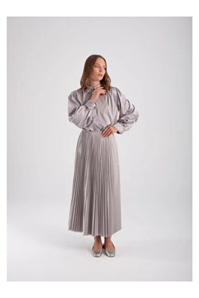 PİNK FLY Women's Basic High Waist Pleated Skirt