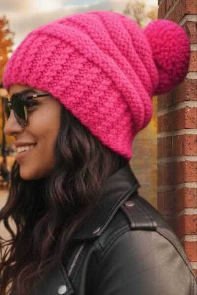 Trenderrs Women's Winter Pompom Thick Knitted Beanie