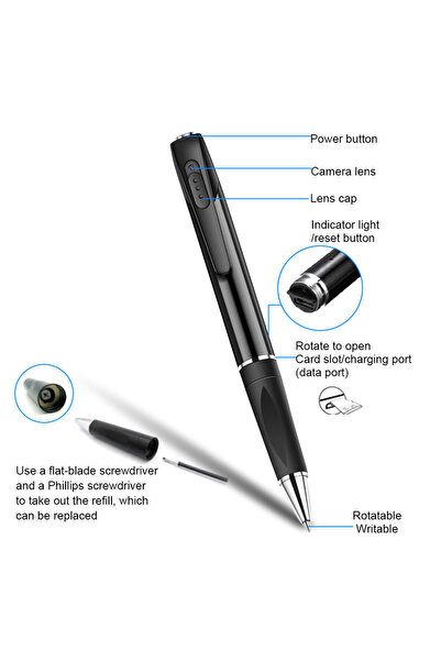 Generic قلم كاميرا واي فاي عالي الجودة مع مسجل فيديو عالي الدقة وكاميرا محمولة للجسم