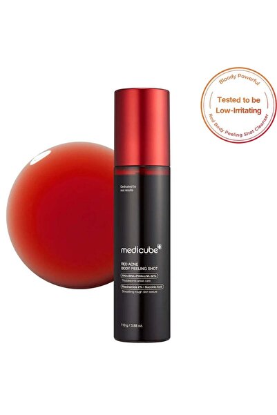 Medicube Red Acne Body Peeling Shot, Strawberry Skin Body Spray Cleanser, AHA + BHA + Succinic Acid
