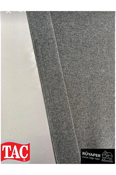 Taç Rüyaper Original Gray Color Linen Blackout Curtain Does Not Need Ironing Plain Without Pleats