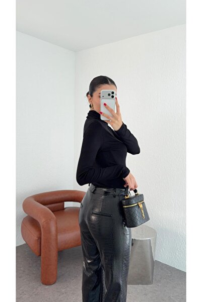 HAZELANNA Kroc Black Leather Pants