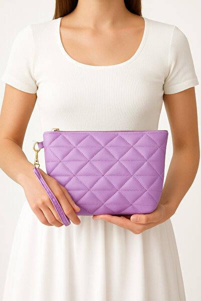 Bagfoni حقيبة يد نسائية للسفر والشاطئ والماكياج بنمط مثلث، حقيبة منظمة للمكياج