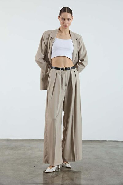 NANTİREA Khaki Palazzo Trousers