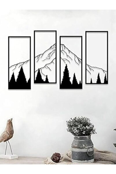 Emaazz LLC Mountain & Forest Acrylic Wall Art – 4 Piece Modern Wall Decoratio...
