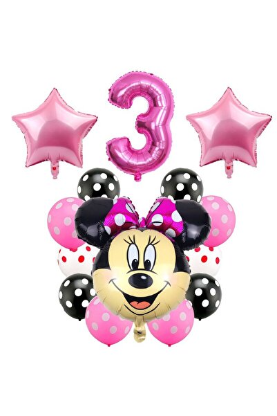 Baloane Vesele Minnie Mouse 3 YEARS Birthday Set SET252-3