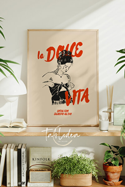 tablodea Ρετρό La Dolce Vita Γραπτή Αφίσα με Κορνίζα TD Woman Bohemian Διακοσ...