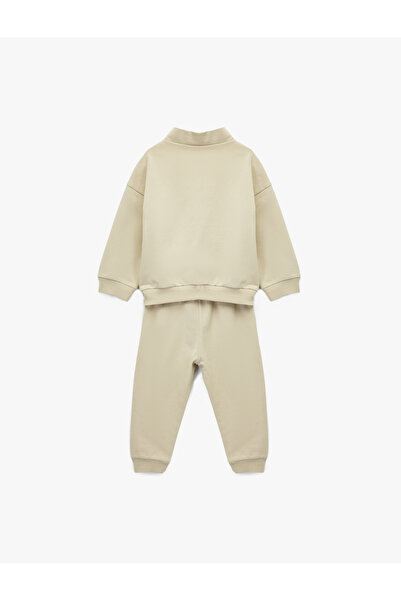 Koton High Neck Zipper Detailed Long Sleeve Cotton Basic Tracksuit Set