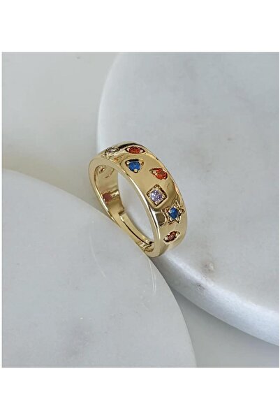 Venus Design Çelik Renkli Taşlı Yüzük