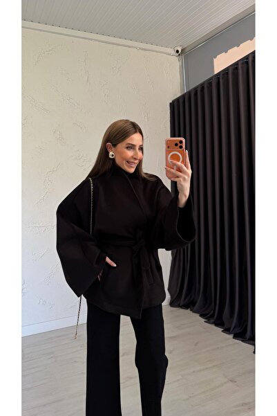 elif teke Eyebrow Poncho Black