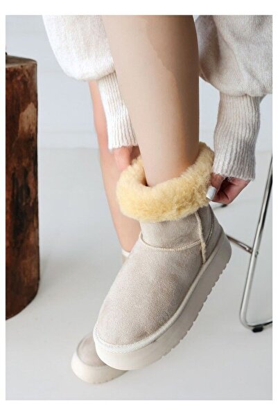 FRESCO SCARFS Beige Suede Boots 257439