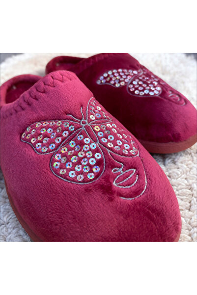 GEZER Embroidered Sequin Winter Slippers. Winter Towel Slippers for Women. Guest Slippers for Winter. Winter Heated Slippers.