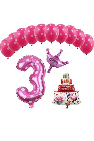 Baloane Vesele Minnie 3rd Birthday Balloon Set SET257-3