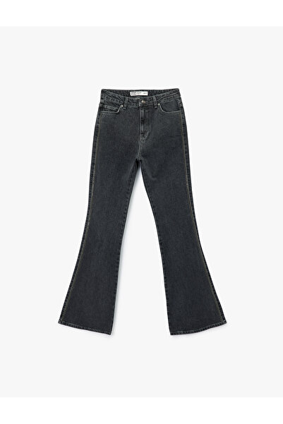 Koton Yüksek Bel İspanyol Paça Dar Kesim Jean Pantolon - Flare Jeans