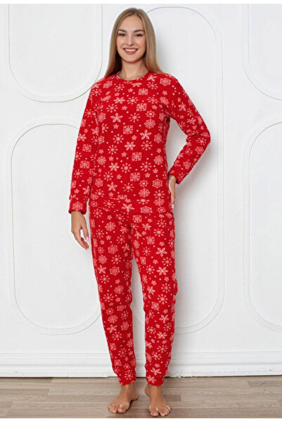 Star Fashion Thick women's pajamas, made of polar fleece, fluffy and warm, cheerful print
