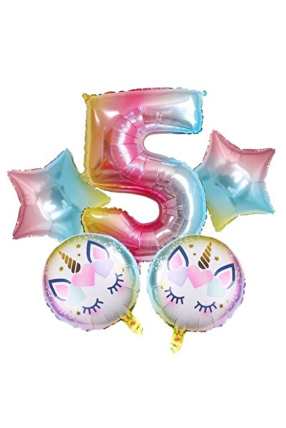 Baloane Vesele Unicorn Balloons Birthday Set 5 YEARS SET246-5