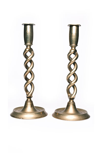 Renover Antika İngiltere’den Burgulu Uzun Şamdanlar