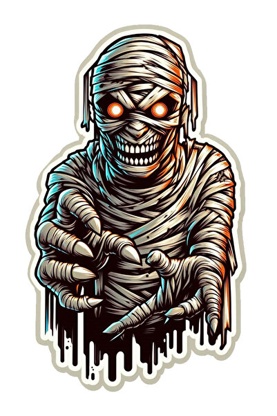 MegaSticker ملصق مومياء للسيارة، دراجة نارية، خوذة، لابتوب، ملصق زجاجي 13×9 سم