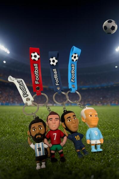 melmus Set de 4 brelocuri din silicon Football Phenoms – Breloc personaj cu f...