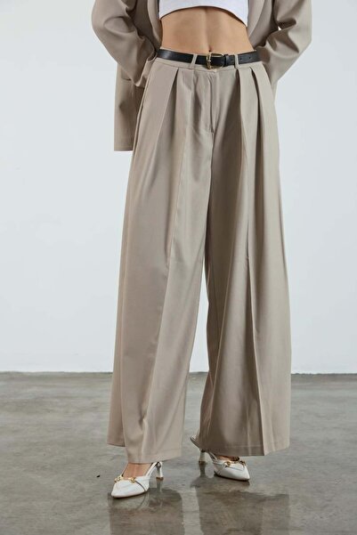 NANTİREA Khaki Palazzo Trousers