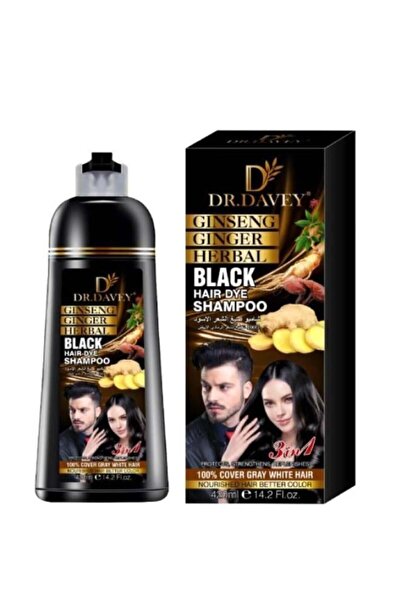 Dr. Davey DR.DAVEY Shampoo Dye for Hair Black Color 3*1 with Ginger, Ginseng & Herbs 420ml