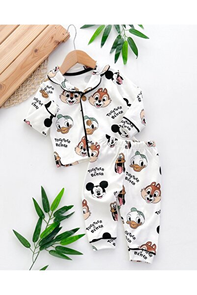 Bolly Baby Buttoned Patterned Seasonal Baby Boy and Children's Pajama Set