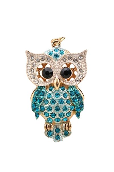 The Casius. Breloc cu pietre în formă de bufniță, culoare albastră, theCasius