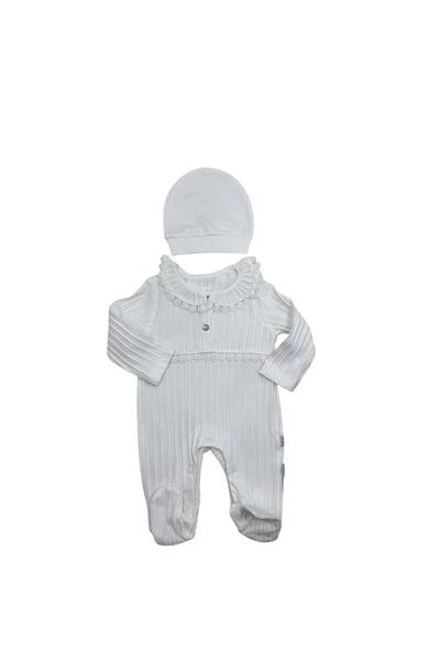 Baby day سالوبت قطن ناعم مع طاقية بنفس اللون، بتصميم أنيق وعملي للمواليد