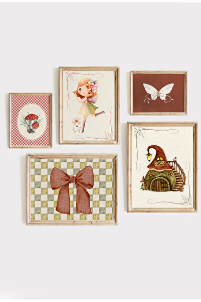Kids Tinkerbell Vintage - Çerçeveli 5 Li Poster Seti