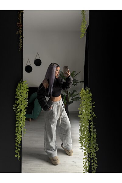 by SLA boutique Pantaloni wide leg cu snur si buzunare