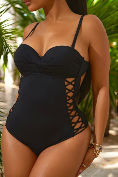 embody Ladies' one-piece swimsuit, modelling effect, plus size, black Mirage 00104