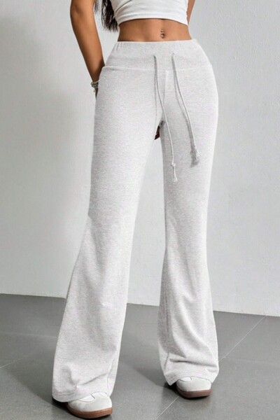 GHASSY CO. Pantaloni de sport pentru femei, din bumbac, cu talie înaltă, ultra elastici, cu șireturi, cu picioare largi, în stil spaniol