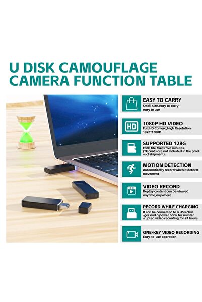 StartONTeam USB Stick with Full HD 1080P Camera, Motion Sensor, Battery, 4-5h Autonomy