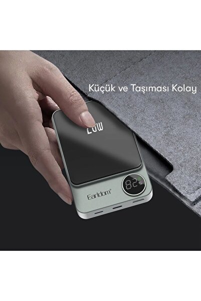 Earldom 10.000 MAH KABLOSUZ ŞARJLI PD HIZLI ŞARH MİNİ POWERBANK