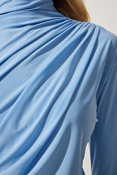 Genel Markalar Kadın Büzgü Detaylı Dik Yaka Sandy Bluz