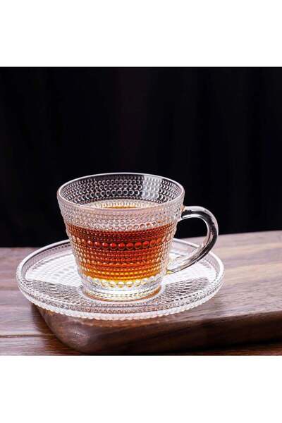 Abareek Al Safa Tea Cups Serving Set with Saucers - 6 Pieces
