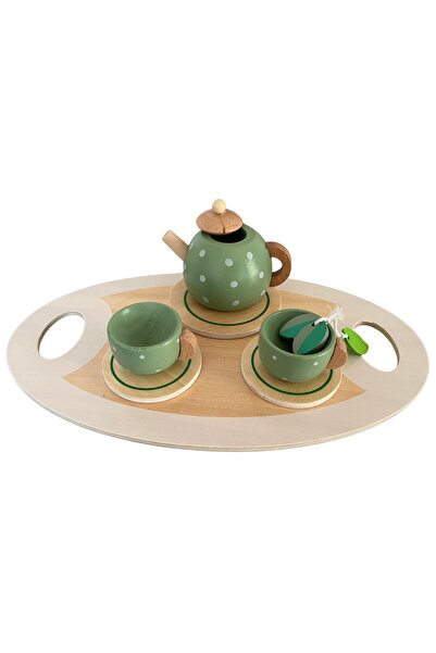 OEM Set cu ceainic si cesti din lemn, joc de rol Montessori cu diferite accesorii, Afternoon tea