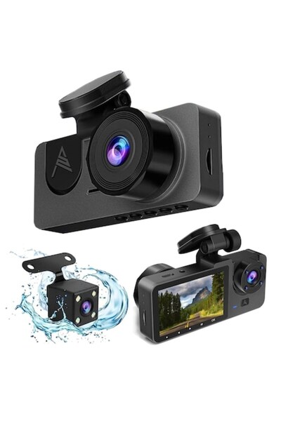 ArKode™ Cameră de bord DVR Arkode Y15 cu înregistrare triplă Full HD 1080P, 3 obiective, câmp ultra-wide de 170°