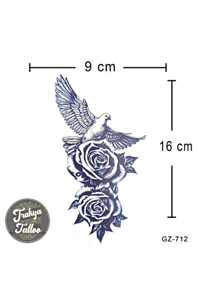 Trakya Tattoo Yarı Kalıcı Dövme Gül ve Güvercin Geçici Dövme