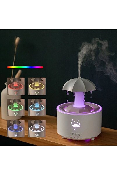 B K TECH Hava Nemlendirici Aroma Uçucu Yağ Difüzörü Şemsiye Yağmur Damlası Buhar Makinesi Led Işıklı
