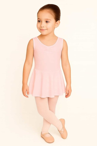 Ada Kostüm Tasarım Pink Sleeveless Skirted Ballet Leotard-Children