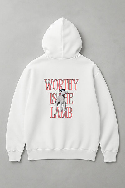 LORVEX Φούτερ με στάμπα στην πλάτη  "Worthy Is The Lamb " σε μεγάλο μέγεθος